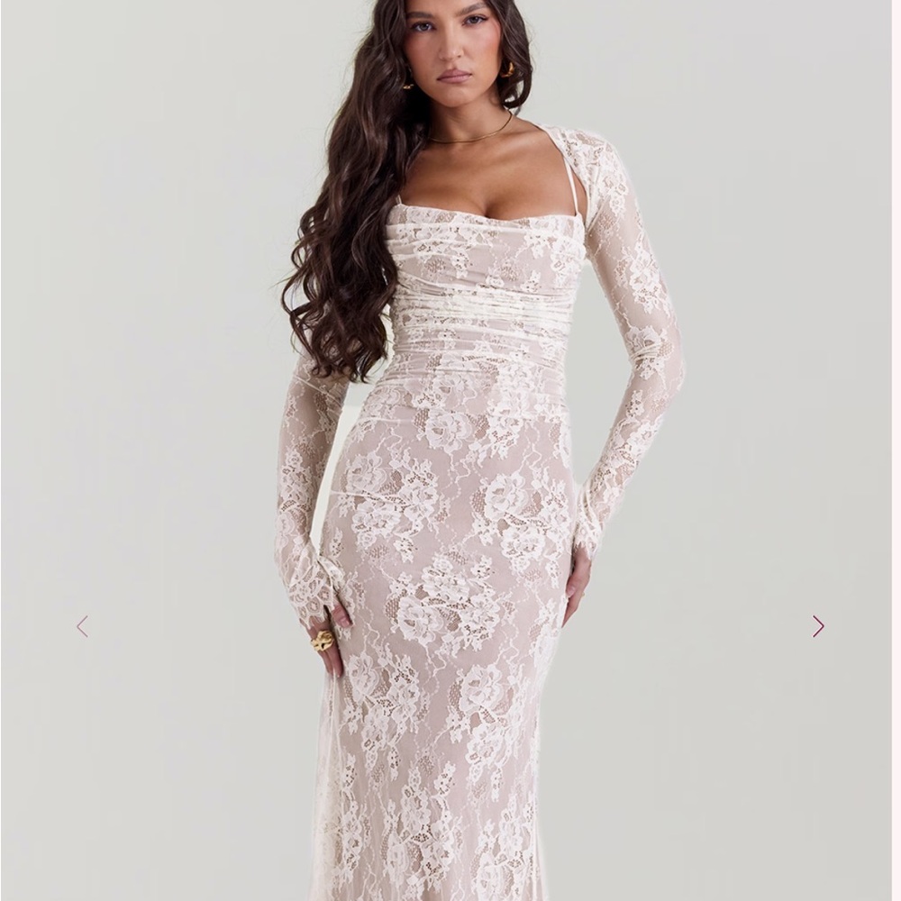 House of CB Artemis Vintage Cream Lace Maxi Dress